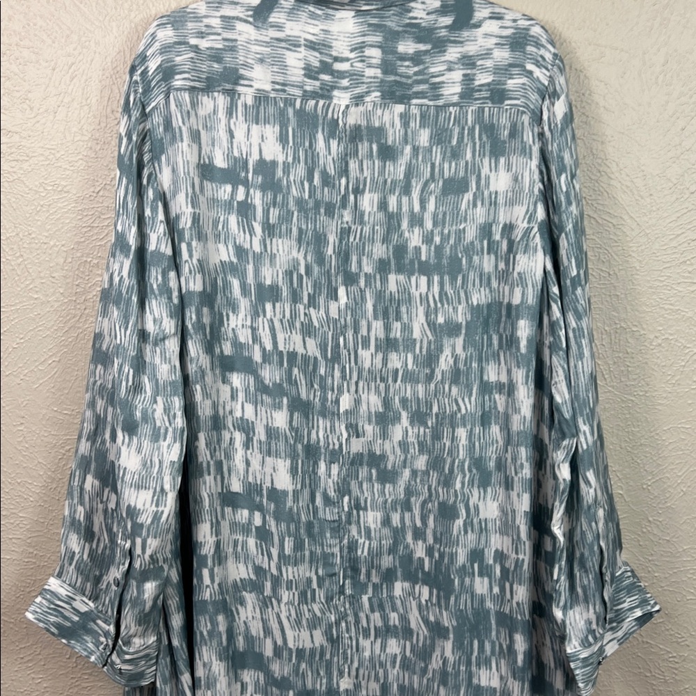 Banana Republic Alani Blue Allover Print Long Sleeve Maxi Shirt Dress XL/XXL NWT - Picture 10 of 12